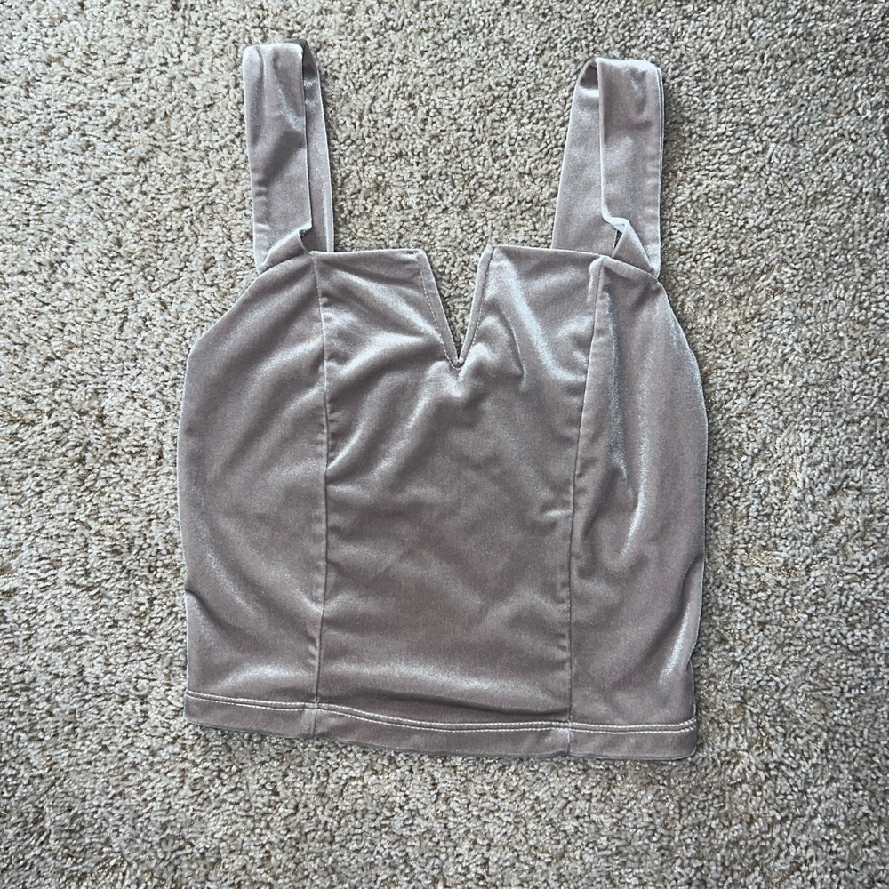 Elegant Beige Gray Textured Crop Top